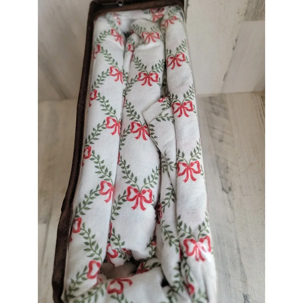 Laura‎ Ashley twin NEW bow trellis flannel bedsheet 3pc holiday Xmas home decor